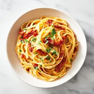 Vegan Creamy Sun Dried Tomato Pasta with Spinach