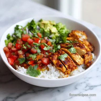 Chicken Burrito Bowl Meal Prep for 4 Servings Recipe Card