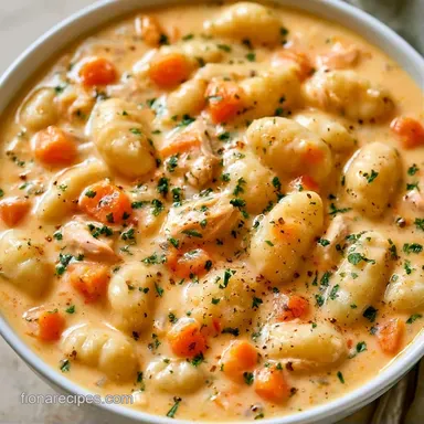 Creamy Gnocchi Chicken Soup One-Pot Recipe Card