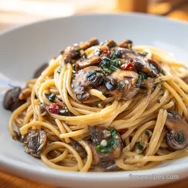 Creamy Mushroom Pasta Recipe for 4 Servings Recipe Card