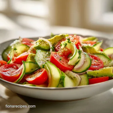 Cucumber Tomato Avocado Salad in 10 Minutes with Lemon Dressing