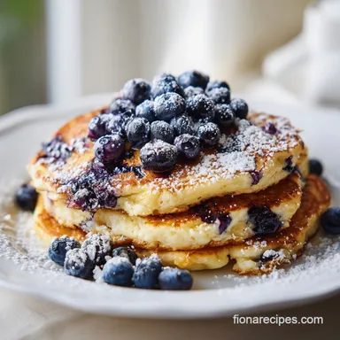 Fluffy Blueberry Pancakes Recipe for 4 Servings Recipe Card