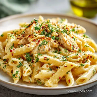 Garlic Parmesan Chicken Pasta in 30 Minutes Recipe Card
