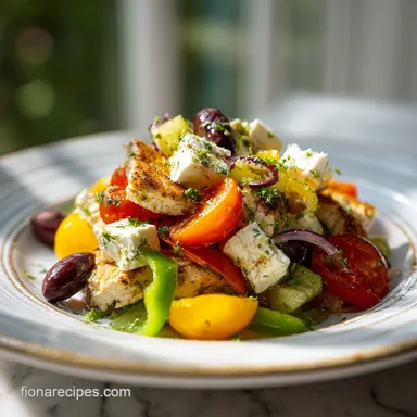 Greek Salad with Chicken in 30 Minutes Recipe Card