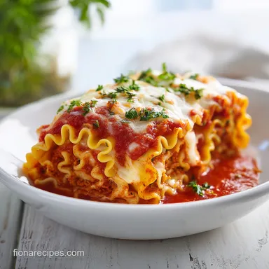 Lasagna Roll Ups for 12 Servings: Baked with Meaty Sauce Recipe Card