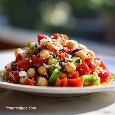 Mediterranean Chickpea Salad Recipe for 4 Servings Recipe Card