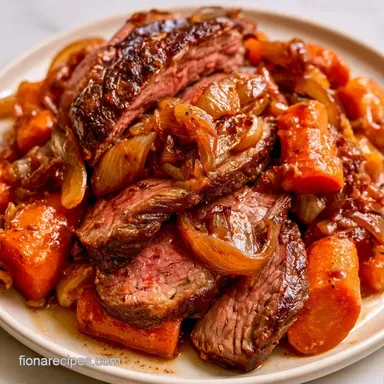Onion Slow Cooker Pot Roast: 8 Servings Recipe Card