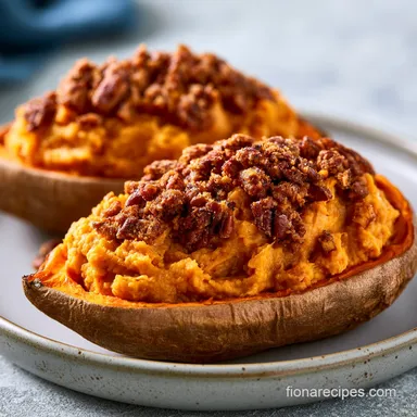 Pecan Pie Sweet Potatoes for 8 Servings Recipe Card