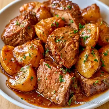 Slow-Cooked Pot Roast with Gold Potatoes Recipe Card