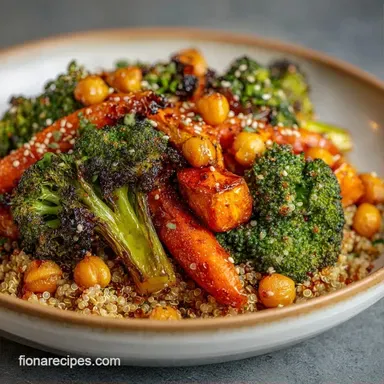 Quinoa and Roasted Veggies in 45 Minutes Recipe Card