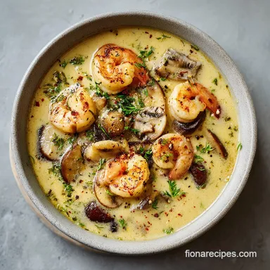 Shrimp and Mushrooms Garlic Bisque: Silky