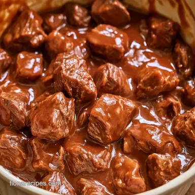 Slow Cooker Beef Tips and Gravy for 6 Recipe Card