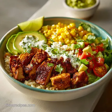 Southwest Chicken Bowl Recipe for 4 Servings Recipe Card