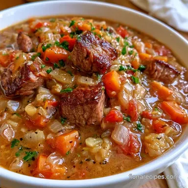 Vegetable Steak Soup for 8 Servings