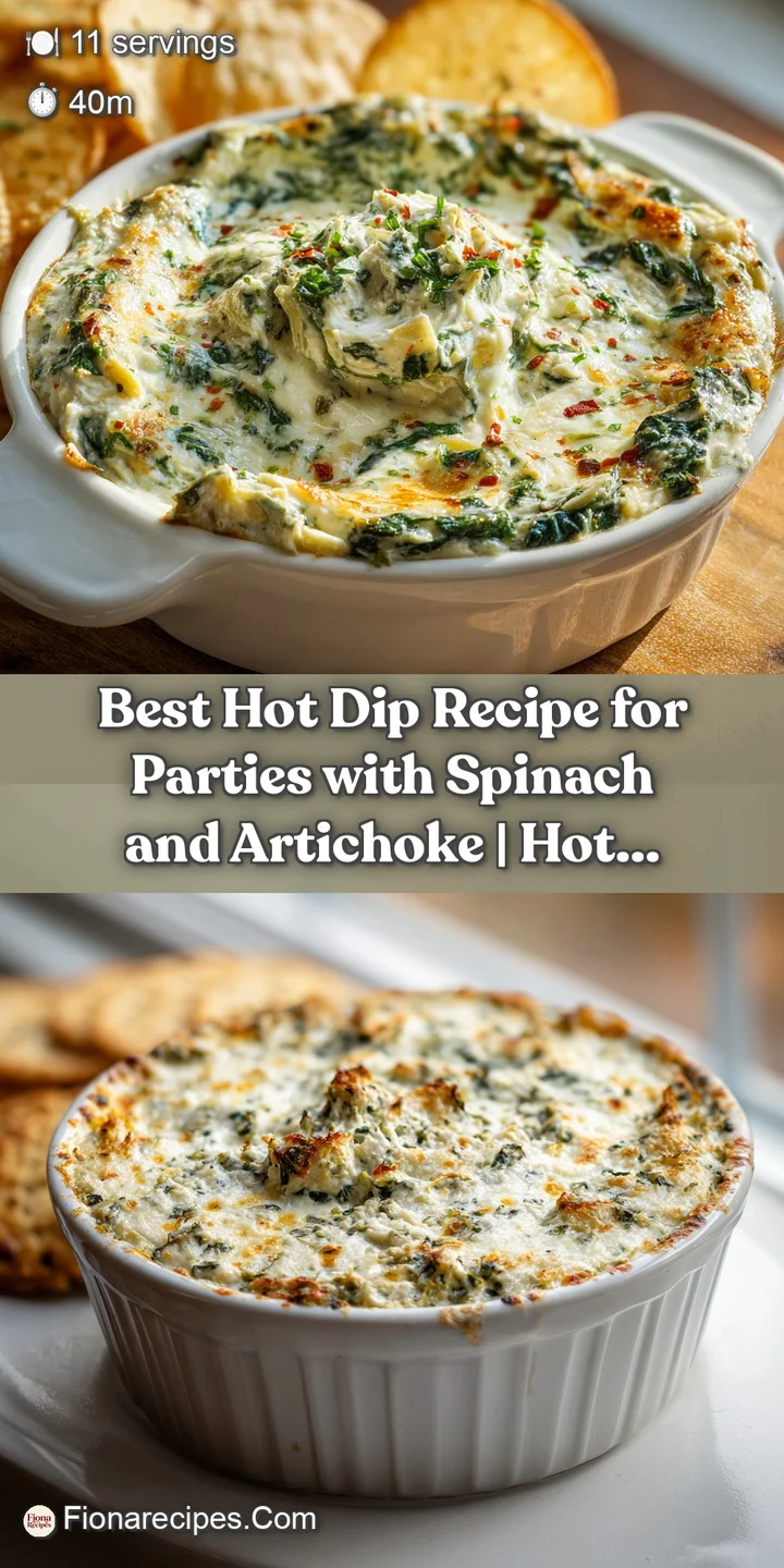 Close-up of creamy spinach artichoke dip with melted cheese and visible artichoke pieces.