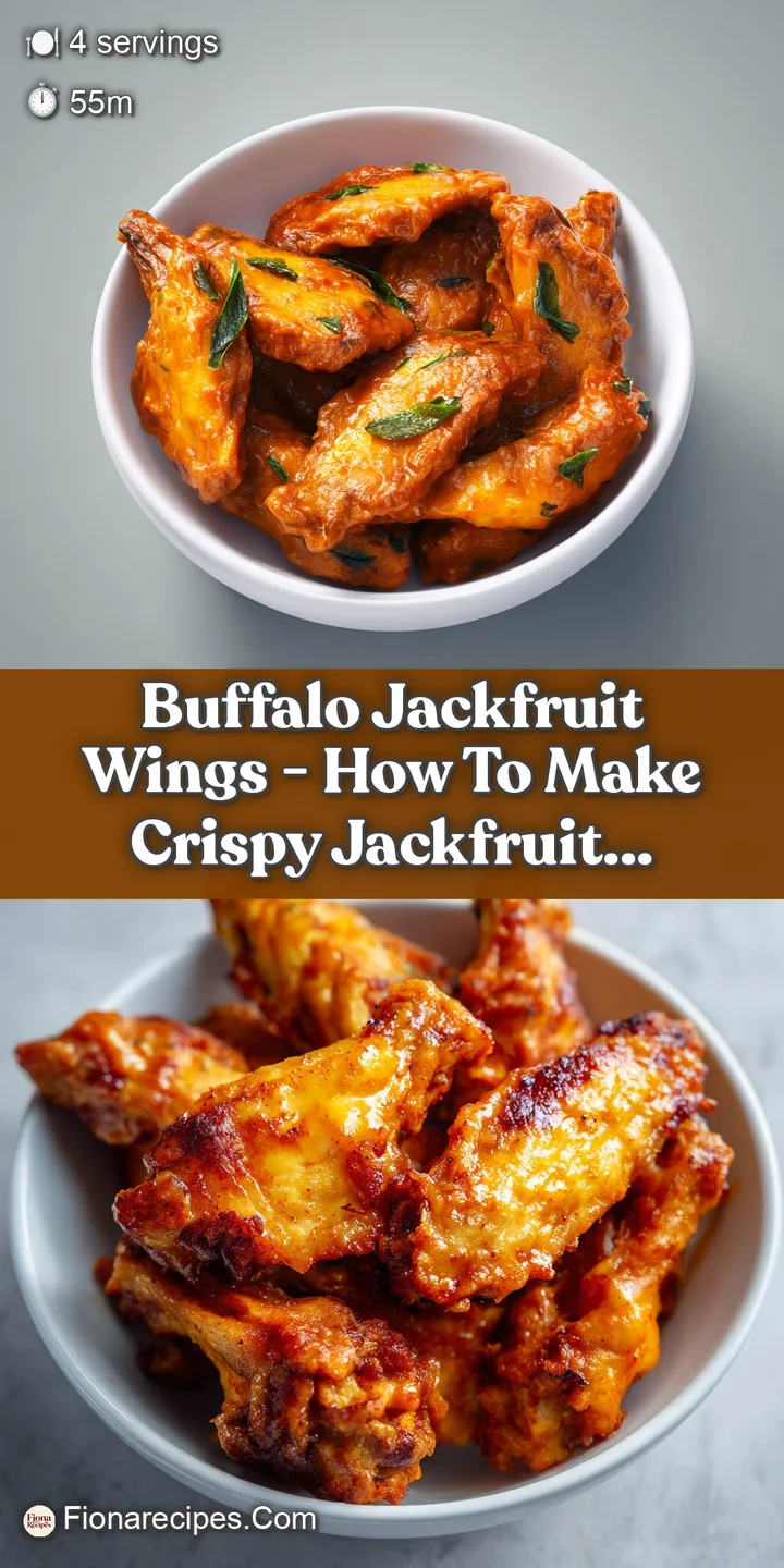 Close-up of a glistening, spicy buffalo jackfruit wing with a satisfyingly crispy texture.