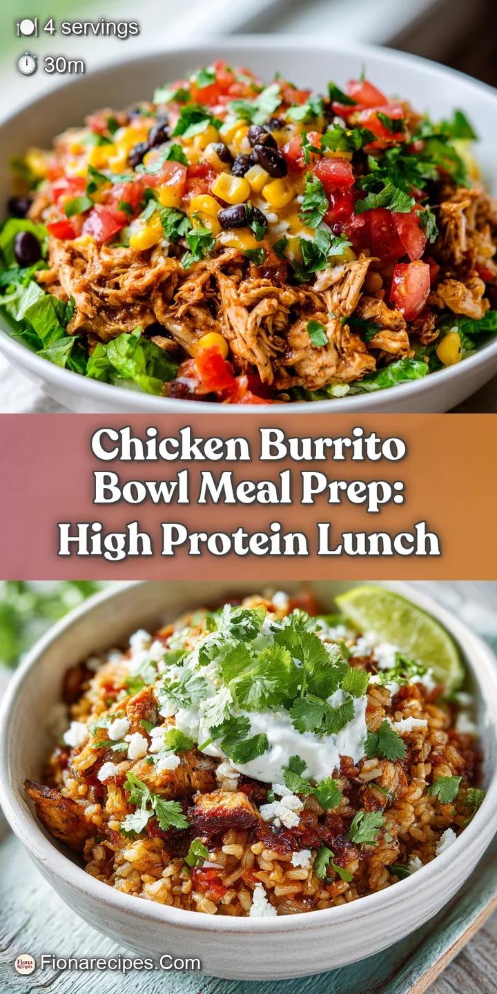 Close-up of a chicken burrito bowl, showcasing the juicy chicken and fresh toppings.