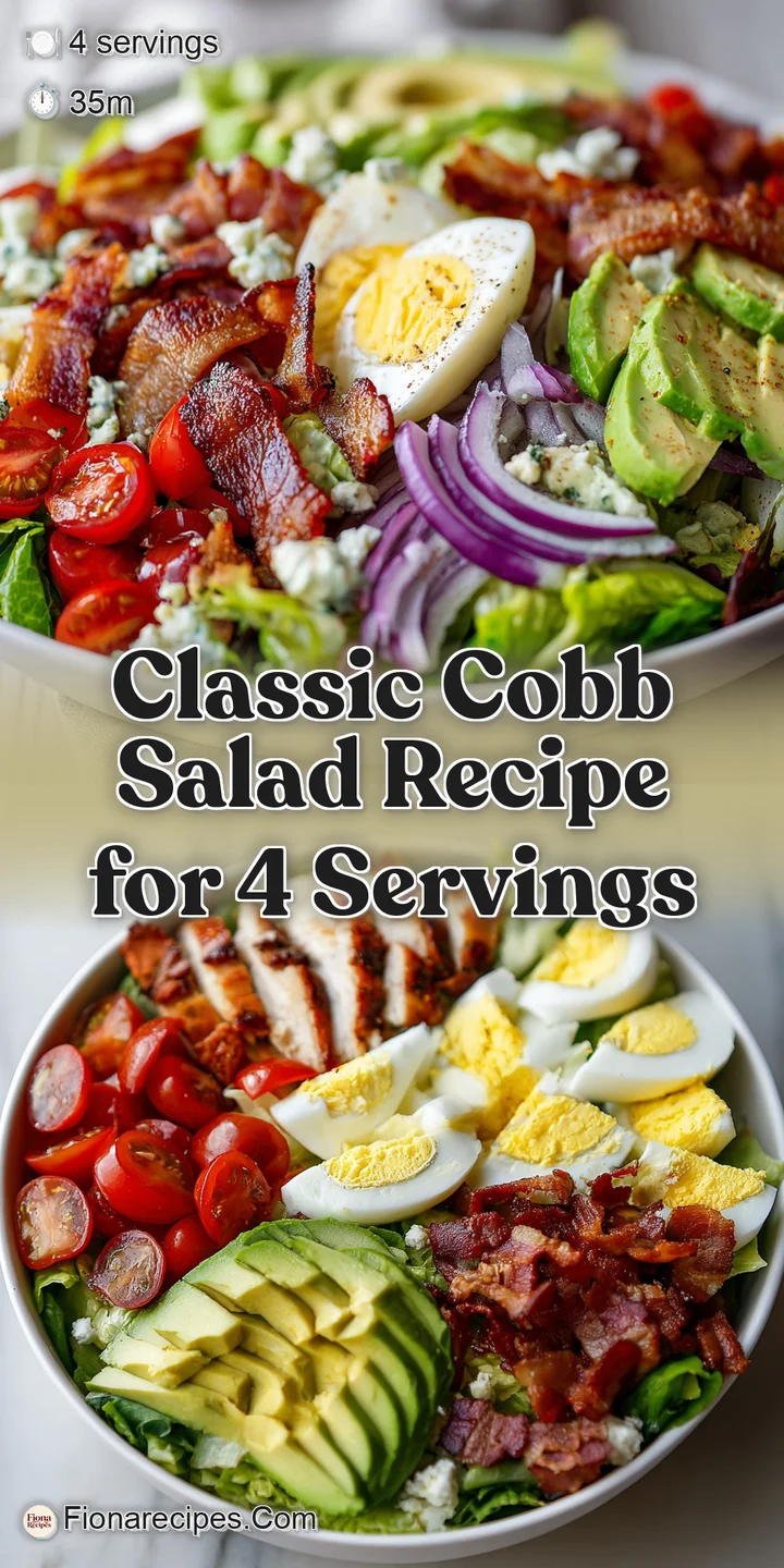 Close-up of a Cobb salad reveals the textures: crisp bacon, ripe tomatoes, and creamy avocado, all glistening with a light...