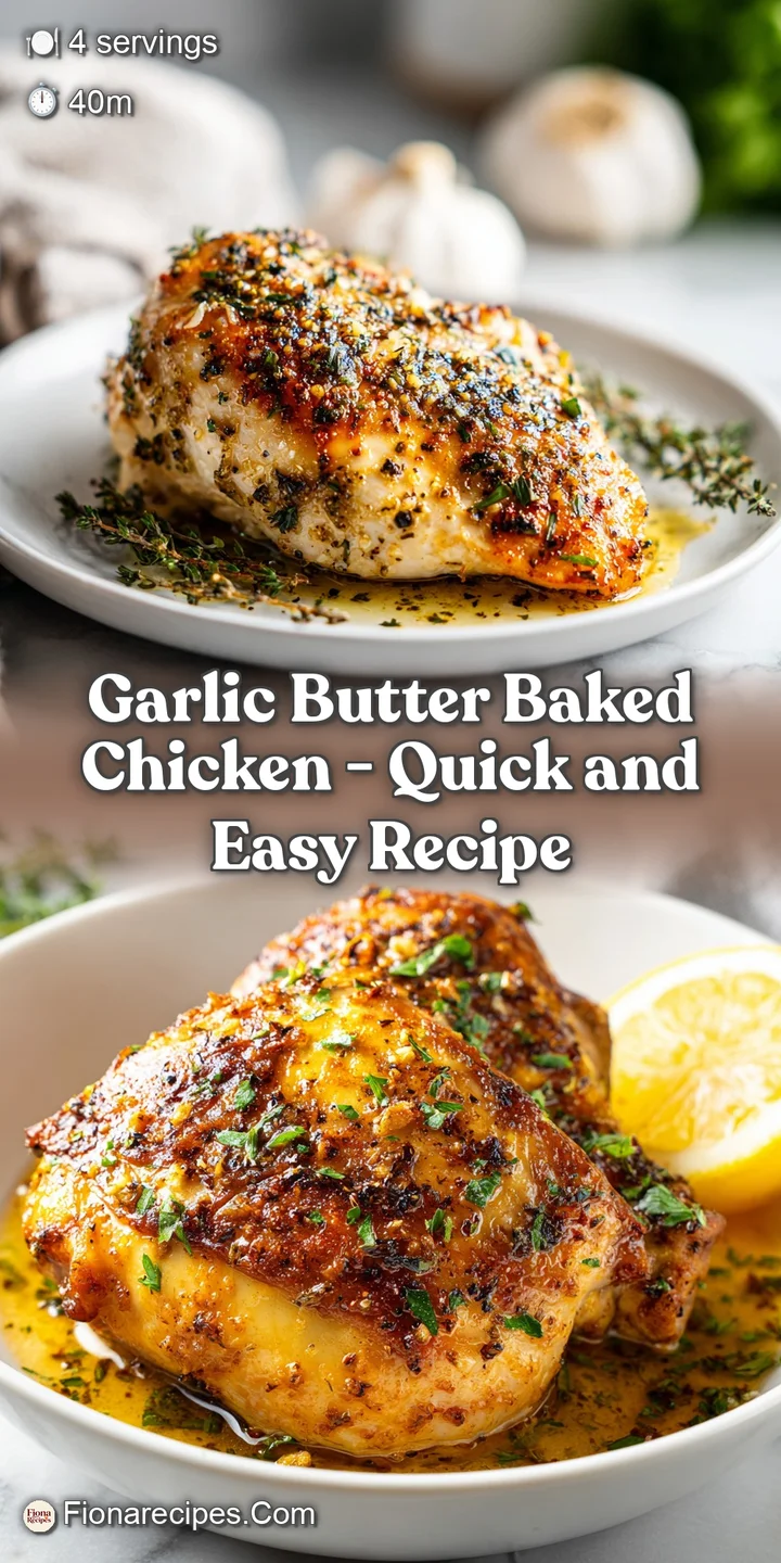 Close-up of tender chicken with crispy skin, bathed in rich garlic butter.