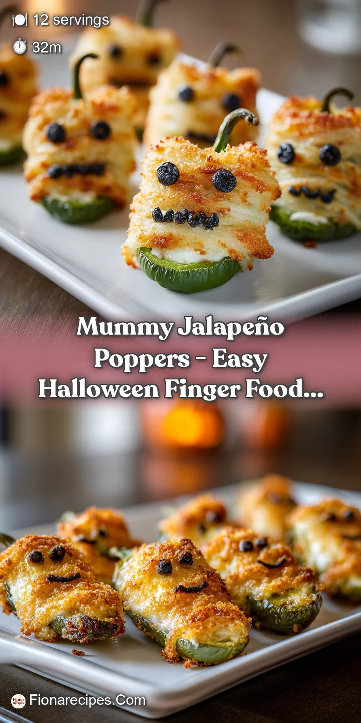 Close-up of a mummy jalape&ntilde;o popper, revealing the creamy cheese filling and crispy, golden-brown pastry wrapped around th...