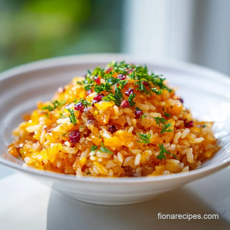 Crispy rice squares artfully arranged on a white plate, topped with fresh herbs and a drizzle of flavorful sauce.