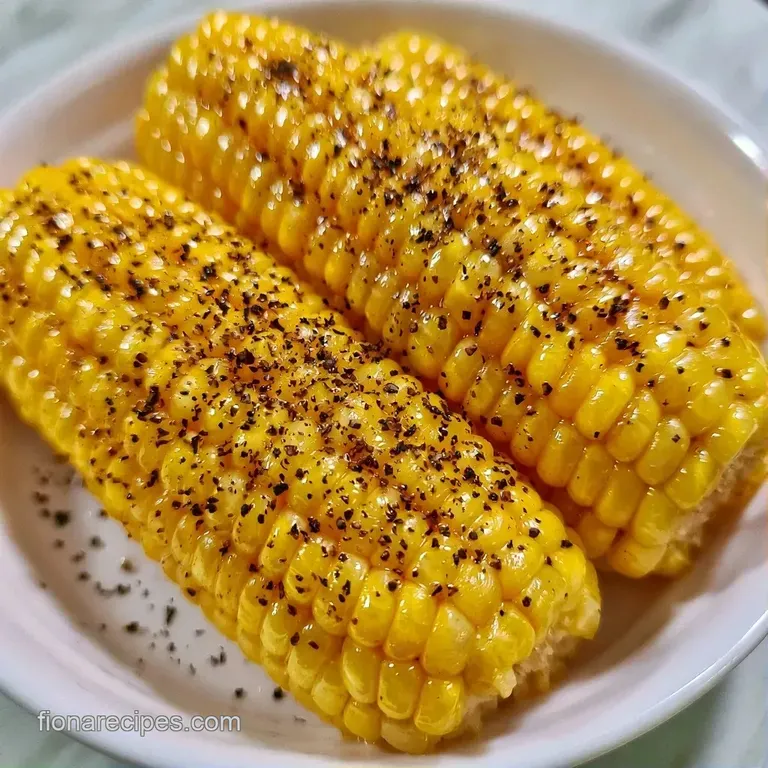Several buttery corn cobs stacked on a rustic wooden platter, garnished with fresh green parsley and black pepper.