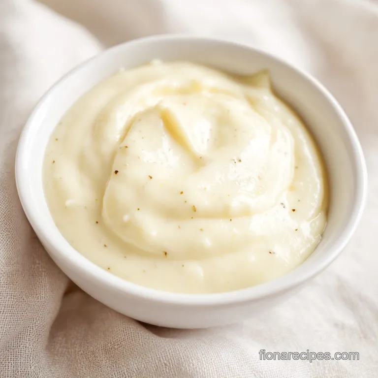 Smooth white cream spread over raw pizza dough on a floured wooden surface with a dusting of parmesan cheese.