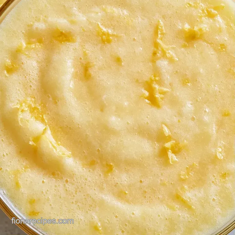 Elegant glass of frothy lemon drink with a zest curl and mint leaf, resting on a polished marble surface.