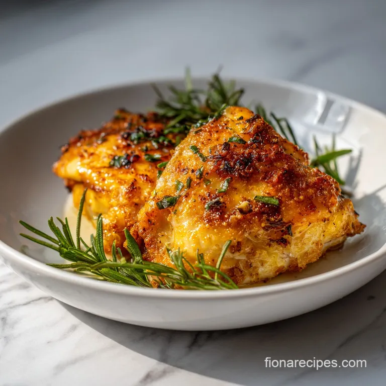 Juicy chicken breast atop creamy mashed potatoes, garnished with parsley.