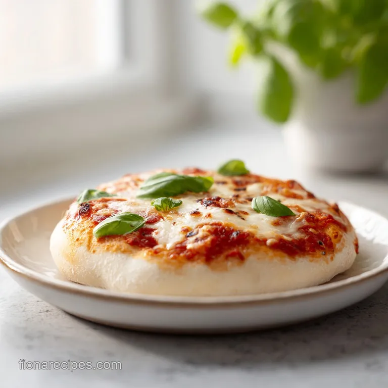 A slice of homemade pizza with melted mozzarella and fresh basil, beautifully plated with a simple side salad, inviting an...