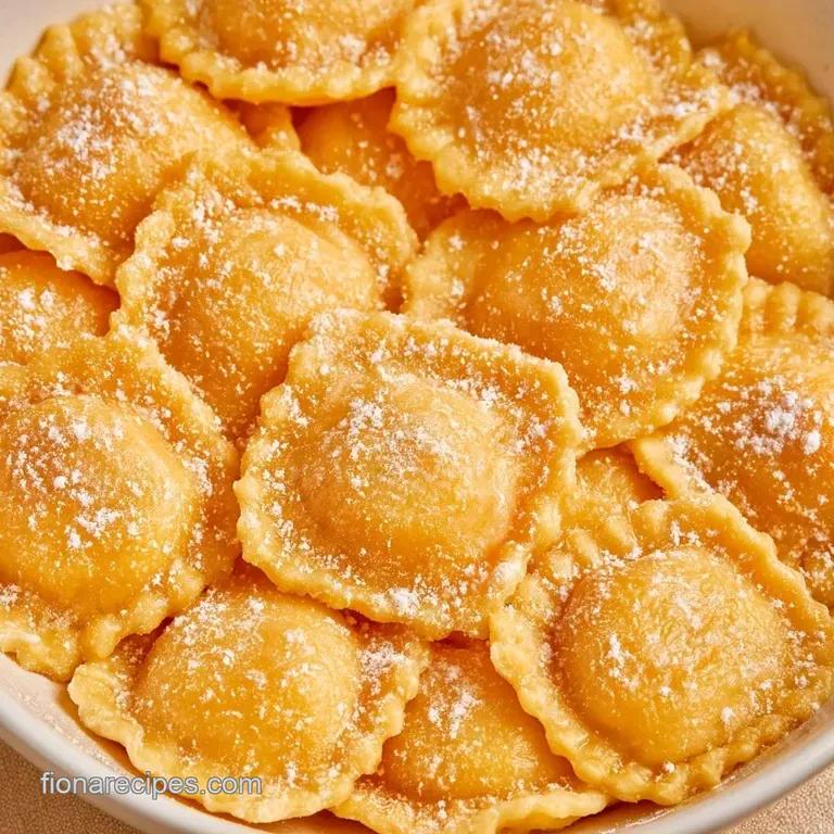 Plated golden pasta squares glazed in glossy brown butter, topped with crisp sage and shaved parmesan cheese.