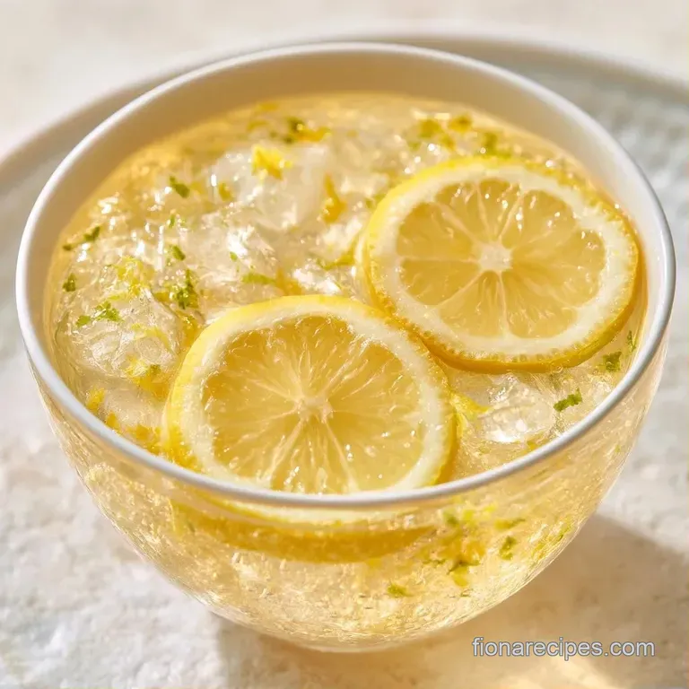 Chilled yellow citrus drink in a tall glass with glistening condensation, fresh mint leaves, and a striped straw.