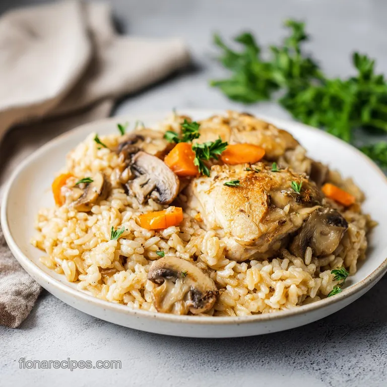 One Pot Creamy Chicken and Rice with Mushrooms
