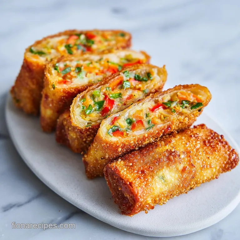 Crispy fried rolls arranged diagonally on a white plate with fresh cilantro and a small bowl of amber dipping sauce.