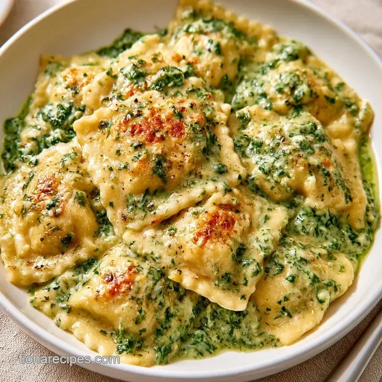 Square pasta pockets arranged on a white ceramic plate, drizzled with golden oil and sprinkled with green herbs.