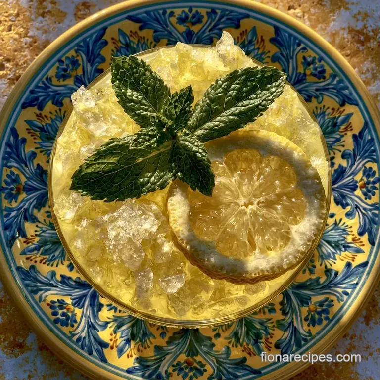 Pale yellow citrus drink in a crystal glass on a white marble tray with fresh mint and sliced lemon wedges.
