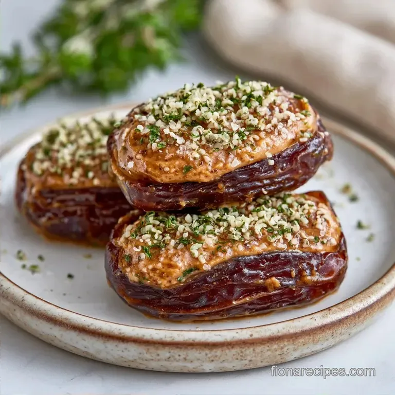 Sunbutter Stuffed Dates with Hemp Seeds