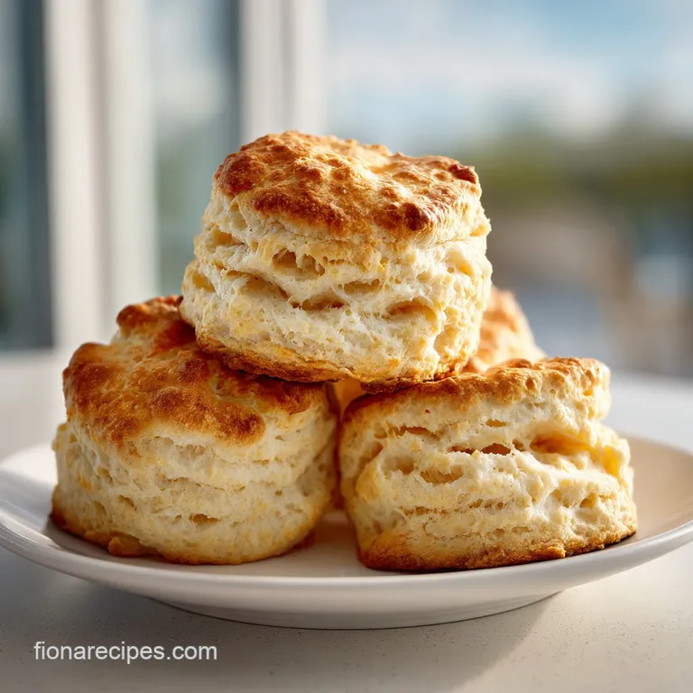 Warm, golden biscuits artfully arranged on a white plate, drizzled with honey, a touch of butter melting.