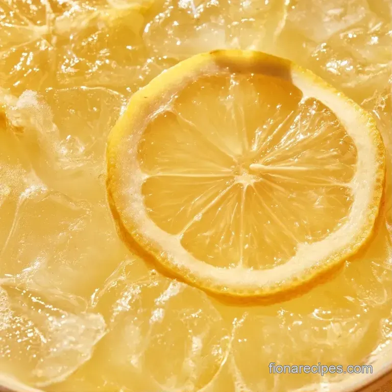 Chilled pale yellow citrus drink in a tall glass with condensation, lemon wheels, and a sprig of fresh green mint.